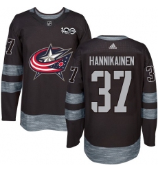 Men's Adidas Columbus Blue Jackets #37 Markus Hannikainen Authentic Black 1917-2017 100th Anniversary NHL Jersey