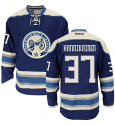 Women's Reebok Columbus Blue Jackets #37 Markus Hannikainen Authentic Navy Blue Third NHL Jersey
