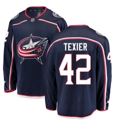 Men's Columbus Blue Jackets #42 Alexandre Texier Fanatics Branded Navy Blue Home Breakaway NHL Jersey