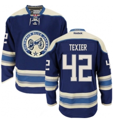 Men's Reebok Columbus Blue Jackets #42 Alexandre Texier Authentic Navy Blue Third NHL Jersey