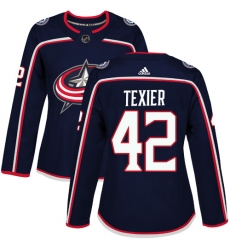 Women's Adidas Columbus Blue Jackets #42 Alexandre Texier Authentic Navy Blue Home NHL Jersey