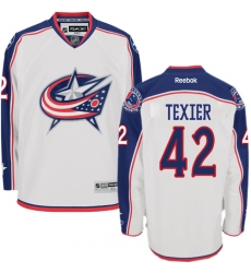 Women's Reebok Columbus Blue Jackets #42 Alexandre Texier Authentic White Away NHL Jersey