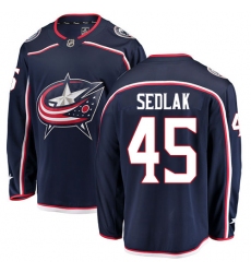 Men's Columbus Blue Jackets #45 Lukas Sedlak Fanatics Branded Navy Blue Home Breakaway NHL Jersey