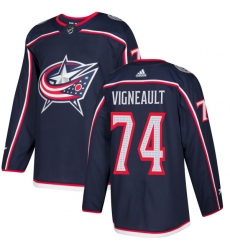 Men's Adidas Columbus Blue Jackets #74 Sam Vigneault Authentic Navy Blue Home NHL Jersey
