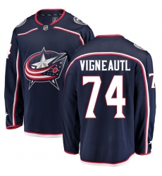 Youth Columbus Blue Jackets #74 Sam Vigneault Authentic Navy Blue Home Fanatics Branded Breakaway NHL Jersey