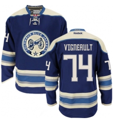 Youth Reebok Columbus Blue Jackets #74 Sam Vigneault Authentic Navy Blue Third NHL Jersey