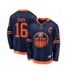 Men's Edmonton Oilers #16 Jujhar Khaira Authentic Navy Blue Alternate Fanatics Branded Breakaway Hockey Jersey
