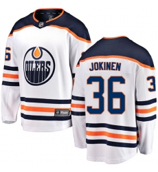 Men's Edmonton Oilers #36 Jussi Jokinen Fanatics Branded White Away Breakaway NHL Jersey