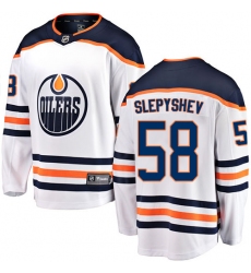 Men's Edmonton Oilers #58 Anton Slepyshev Fanatics Branded White Away Breakaway NHL Jersey