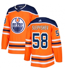 Youth Adidas Edmonton Oilers #58 Anton Slepyshev Authentic Orange Home NHL Jersey