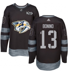 Men's Adidas Nashville Predators #13 Nick Bonino Authentic Black 1917-2017 100th Anniversary NHL Jersey
