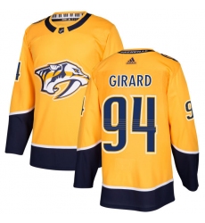 Men's Adidas Nashville Predators #94 Samuel Girard Authentic Gold Home NHL Jersey