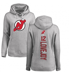 NHL Women's Adidas New Jersey Devils #12 Ben Lovejoy Ash Backer Pullover Hoodie