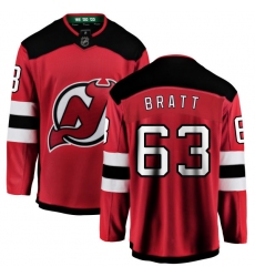 Youth New Jersey Devils #63 Jesper Bratt Fanatics Branded Red Home Breakaway NHL Jersey