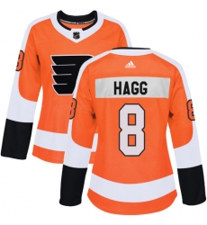 Women's Adidas Philadelphia Flyers #8 Robert Hagg Authentic Orange Home NHL Jersey