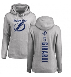 NHL Women's Adidas Tampa Bay Lightning #5 Dan Girardi Ash Backer Pullover Hoodie