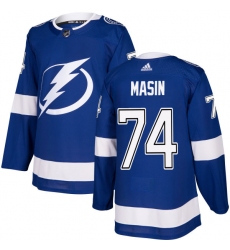 Men's Adidas Tampa Bay Lightning #74 Dominik Masin Premier Royal Blue Home NHL Jersey