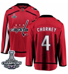 Men's Washington Capitals #4 Taylor Chorney Fanatics Branded Red Home Breakaway 2018 Stanley Cup Final Champions NHL Jersey