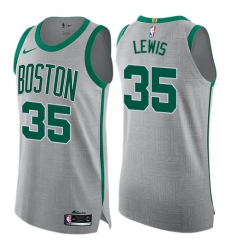Men's Nike Boston Celtics #35 Reggie Lewis Authentic Gray NBA Jersey - City Edition
