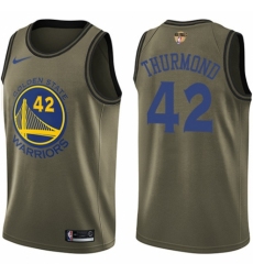 Men's Nike Golden State Warriors #42 Nate Thurmond Swingman Green Salute to Service 2018 NBA Finals Bound NBA Jersey