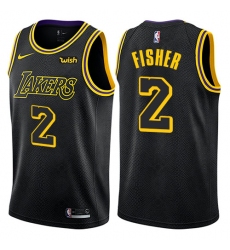 Women's Nike Los Angeles Lakers #2 Derek Fisher Swingman Black NBA Jersey - City Edition