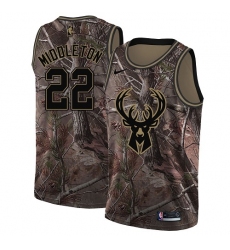 Men's Nike Milwaukee Bucks #22 Khris Middleton Swingman Camo Realtree Collection NBA Jersey