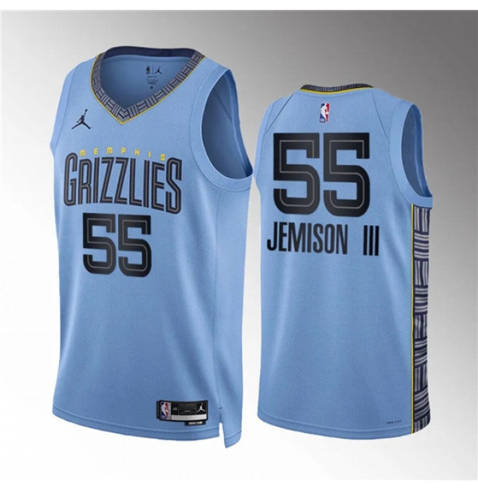 Men's Memphis Grizzlies #55 Trey Jemison Iii Blue Statement Edition Stitched Jersey