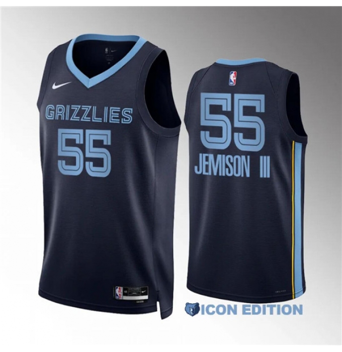 Men's Memphis Grizzlies #55 Trey Jemison Iii Navy Icon Edition Stitched Jersey