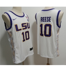 Men's LSU Tigers #10 Angel Reese White Stitched Jersey