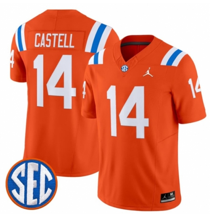 Men's Florida Gators #14 Jordan Castell Orange 1960s Throwback F U S E Vapor Limited Stitched Football Jersey