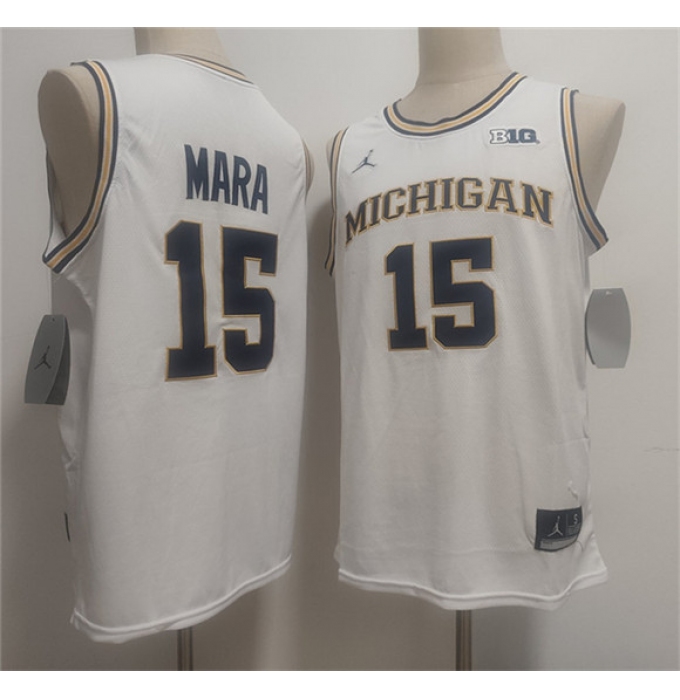 Men's Michigan Wolverines #15 Aday Mara White 2026 Vapor Limited Stitched Football Jersey