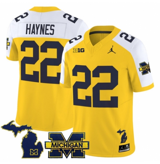Men's Michigan Wolverines #22 Justice Haynes Maize Alternate F U S E 2025 Vapor Limited Stitched Football Jersey