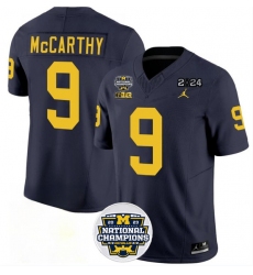 Men's Michigan Wolverines #9 J.J. McCarthy 2024 F.U.S.E. Navy National Championship Stitched Jersey