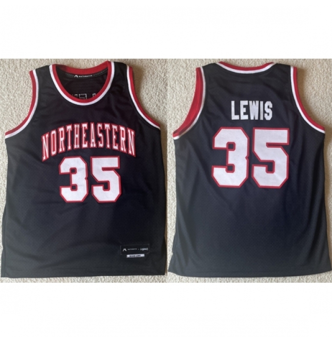 Men's Northeastern University #35 Reggie Lewis Black Stitched Basketball Jersey