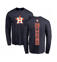 Baseball Houston Astros #28 Robinson Chirinos Navy Blue Backer Long Sleeve T-Shirt