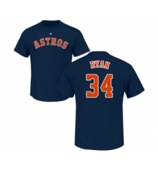 MLB Nike Houston Astros #34 Nolan Ryan Navy Blue Name & Number T-Shirt