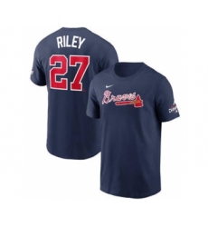 Men's Atlanta Braves #27 Austin Riley 2021 Navy World Series Champions Player Name & Number T-Shirt