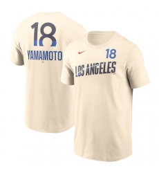 Men's Brooklyn Dodgers #18 Yoshinobu Yamamoto Cream 2024 City Connect Fuse Name & Number T-Shirt