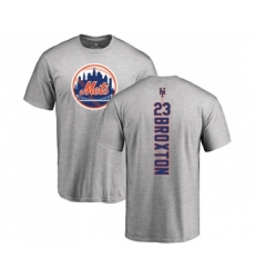 Baseball New York Mets #23 Keon Broxton Ash Backer T-Shirt