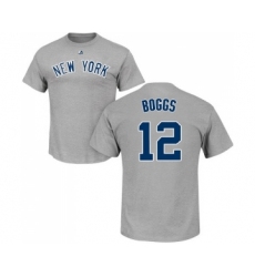 MLB Nike New York Yankees #12 Wade Boggs Gray Name & Number T-Shirt
