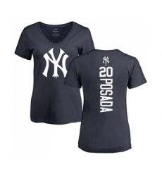 MLB Women's Nike New York Yankees #20 Jorge Posada Navy Blue Backer T-Shirt