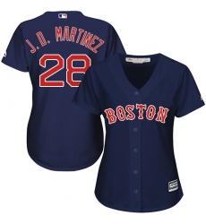 Women's Majestic Boston Red Sox #28 J. D. Martinez Replica Navy Blue Alternate Road MLB Jersey