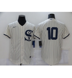 Men's Chicago White Sox #10 Yoan Moncada Cream Elite 2021 Field of Dreams Jersey