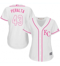 Women's Majestic Kansas City Royals #43 Wily Peralta Authentic White Fashion Cool Base MLB Jersey