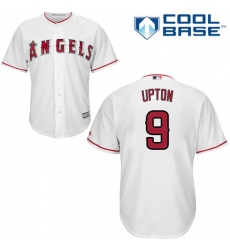 Youth Majestic Los Angeles Angels of Anaheim #9 Justin Upton Replica White Home Cool Base MLB Jersey