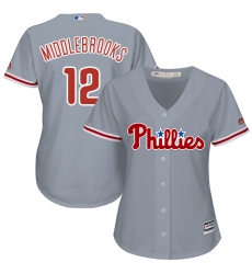 Women's Majestic Philadelphia Phillies #12 Will Middlebrooks Replica Grey Road Cool Base MLB Jersey