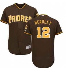Men's Majestic San Diego Padres #12 Chase Headley Brown Alternate Flex Base Authentic Collection MLB Jersey