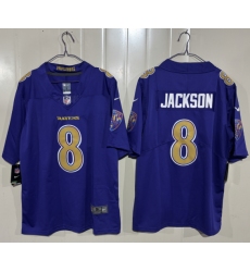 Mens Baltimore Ravens #8 Lamar Jackson Purple 2026 Alternate Vapor Limited Football Stitched Jersey