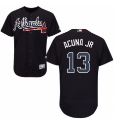 Men's Majestic Atlanta Braves #13 Ronald Acuna Jr. Navy Blue Alternate Flex Base Authentic Collection MLB Jersey