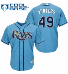 Youth Majestic Tampa Bay Rays #49 Jonny Venters Replica Light Blue Alternate 2 Cool Base MLB Jersey